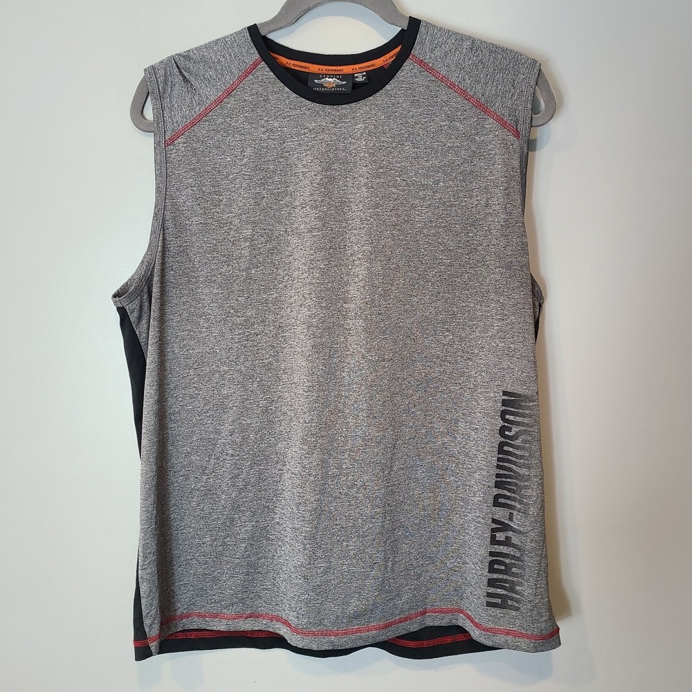 Harley Davidson Motorcycles Gray Tech Sleeveless Muscle Tank Top Mens Size 2X